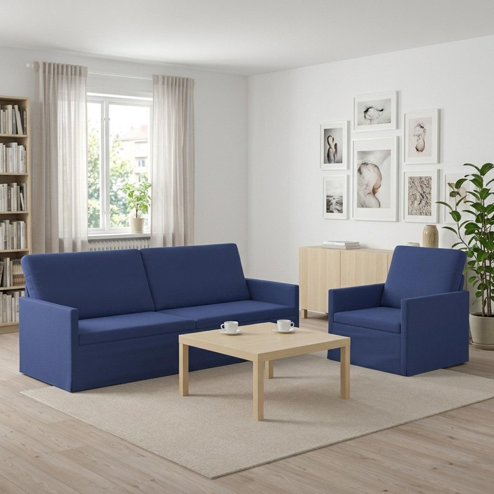 vidaXL Soffset 2 st 4-sits Polisblå 190 x 81 x 82 cm Sammet (V)