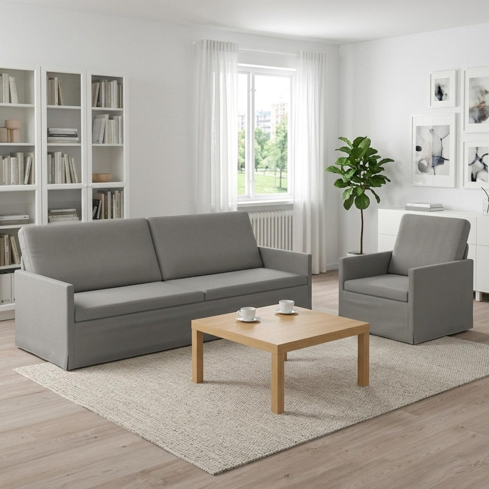 vidaXL Soffset 2 st 4-sits Ljusgrå 220 x 81 x 82 cm Sammet (V)