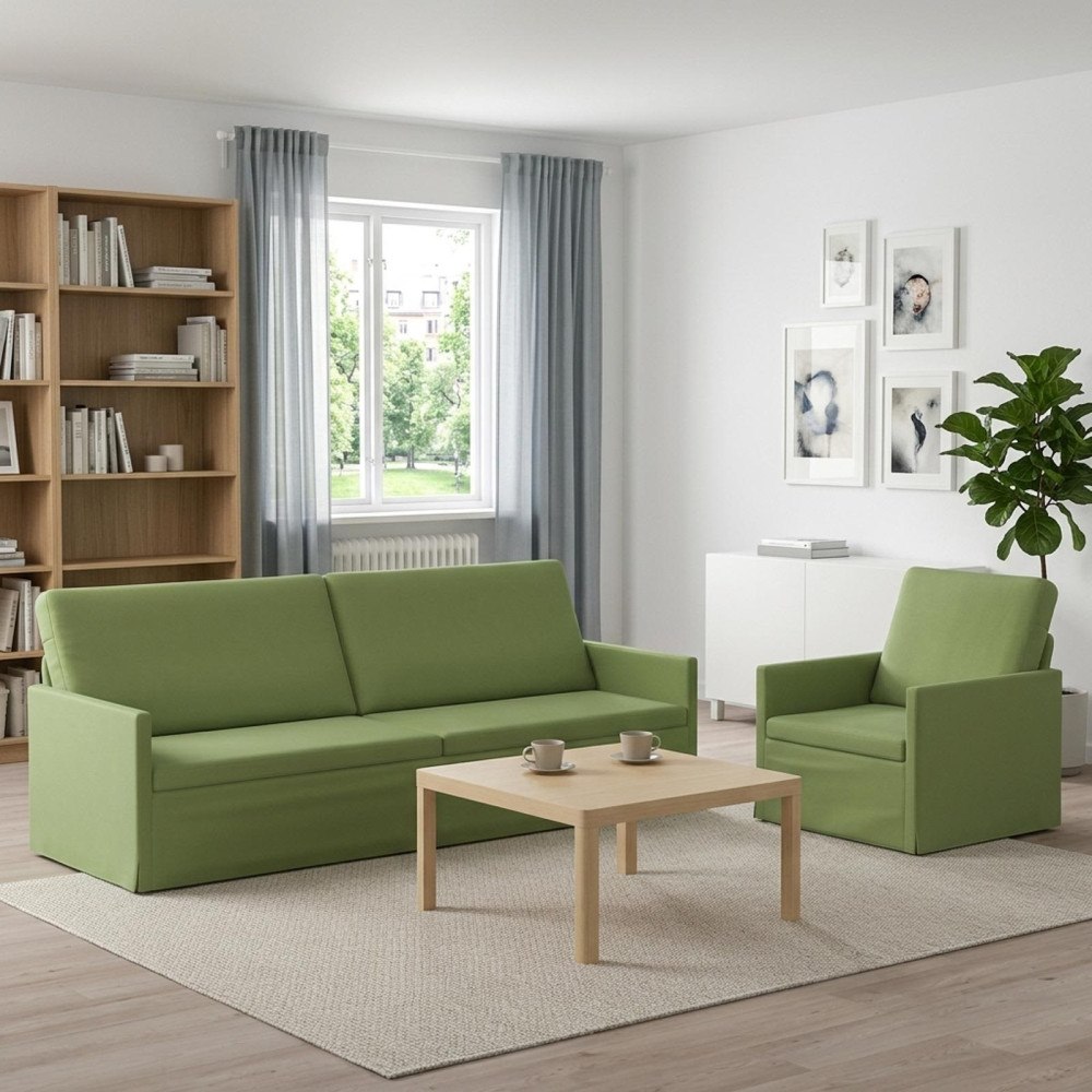 vidaXL Soffset 2 st 4-sits Ljusgrön 220 x 81 x 82 cm Sammet (V)