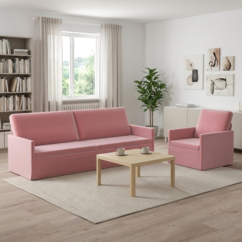 vidaXL Soffset 2 st 4-sits Rosa 220 x 81 x 82 cm Sammet (V)