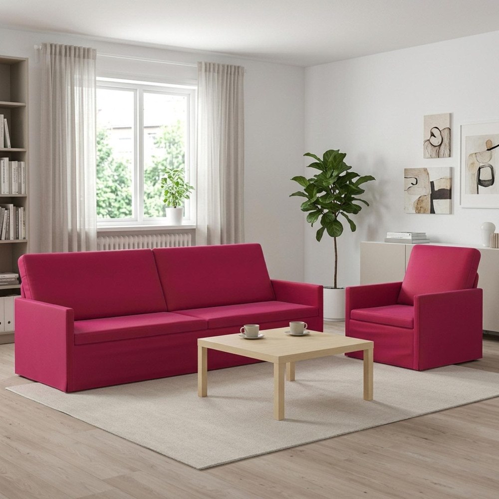 vidaXL Soffset 2 st 4-sits Vinröd 220 x 81 x 82 cm Sammet (V)