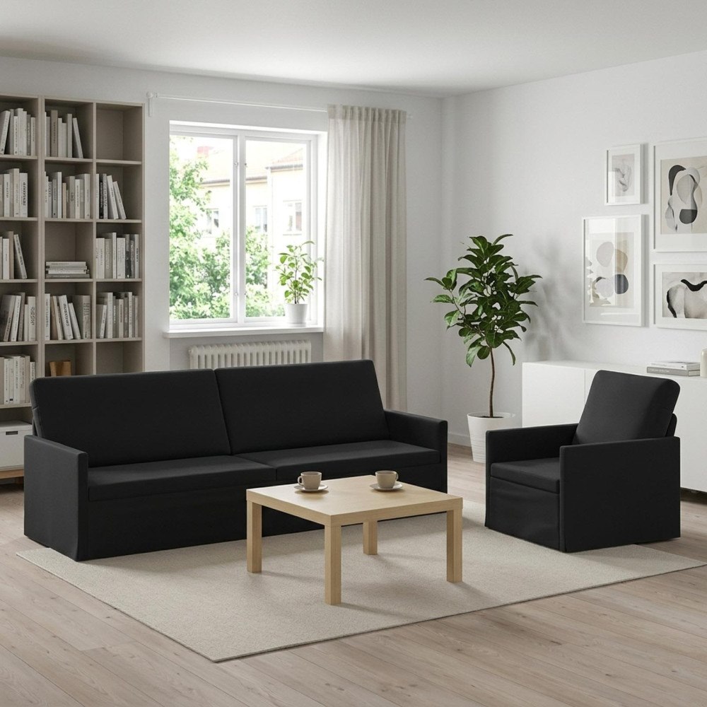 vidaXL Soffset 2 st 4-sits Svart 220 x 81 x 82 cm Sammet (V)