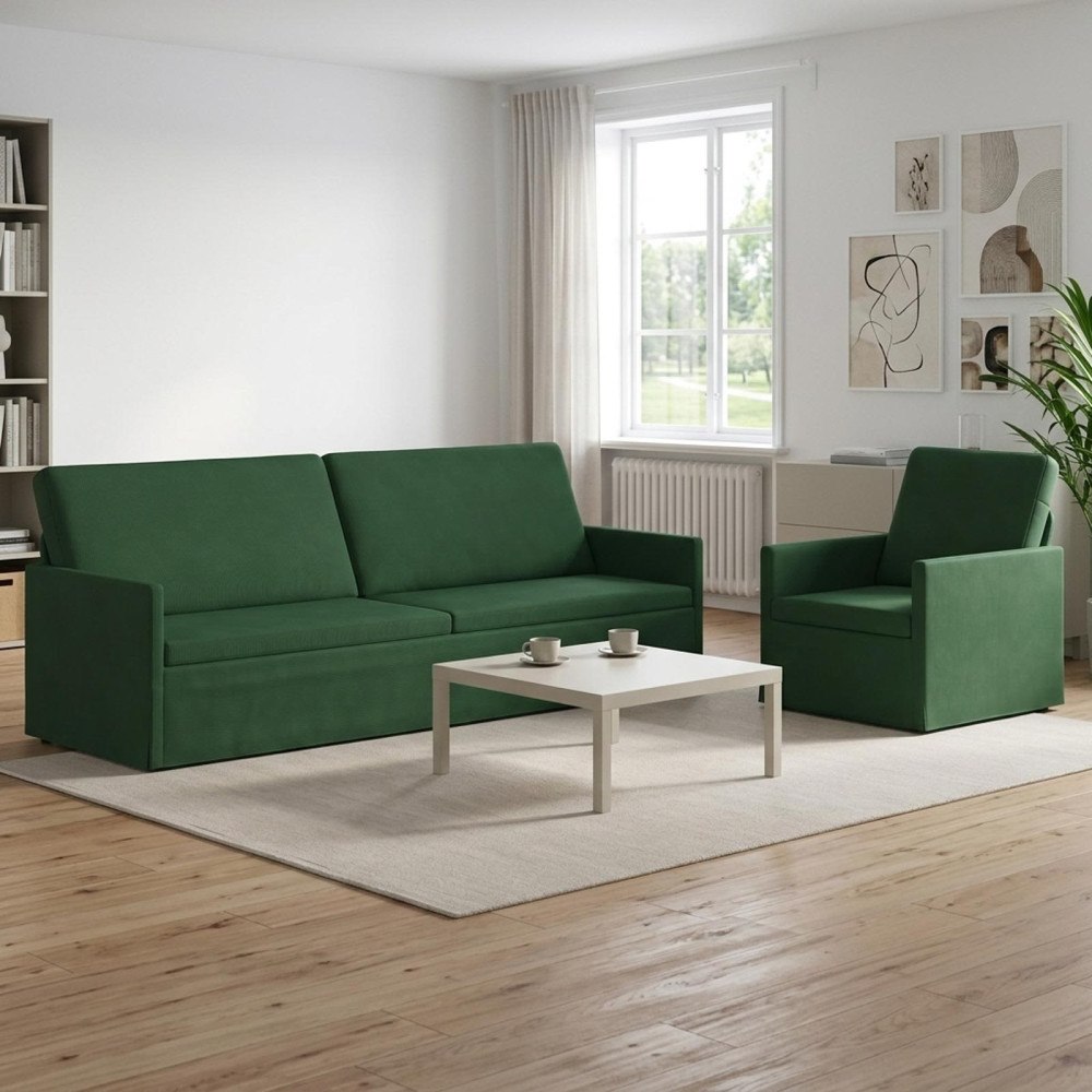 vidaXL Soffset 2 st 4-sits Jungelgrön 220 x 81 x 82 cm Kordread tyg