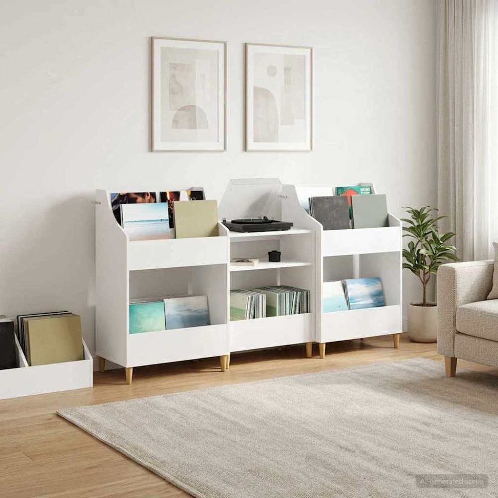 vidaXL Mediamöbelset 3 st Vit 212 x 46 x 112 cm Konstruerat trä