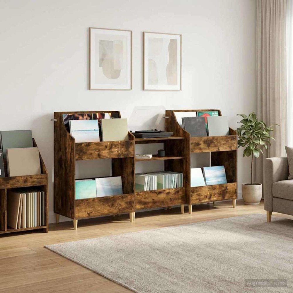 vidaXL Mediamöbelset 3 st Rökt ek 212 x 46 x 112 cm Konstruerat trä