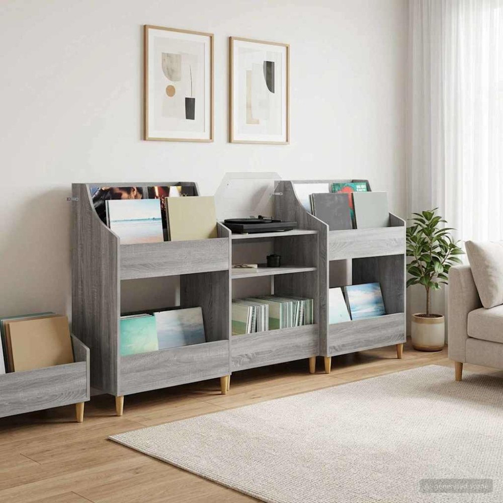 vidaXL Mediamöbelset 3 st Grå Sonoma 212 x 46 x 112 cm Konstruerat trä