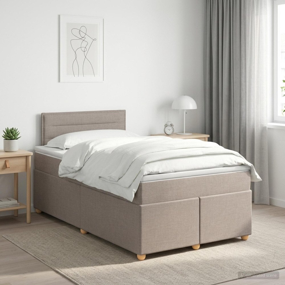 vidaXL Kontinentalsäng med madrass Taupe 120 x 190 cm Tyg