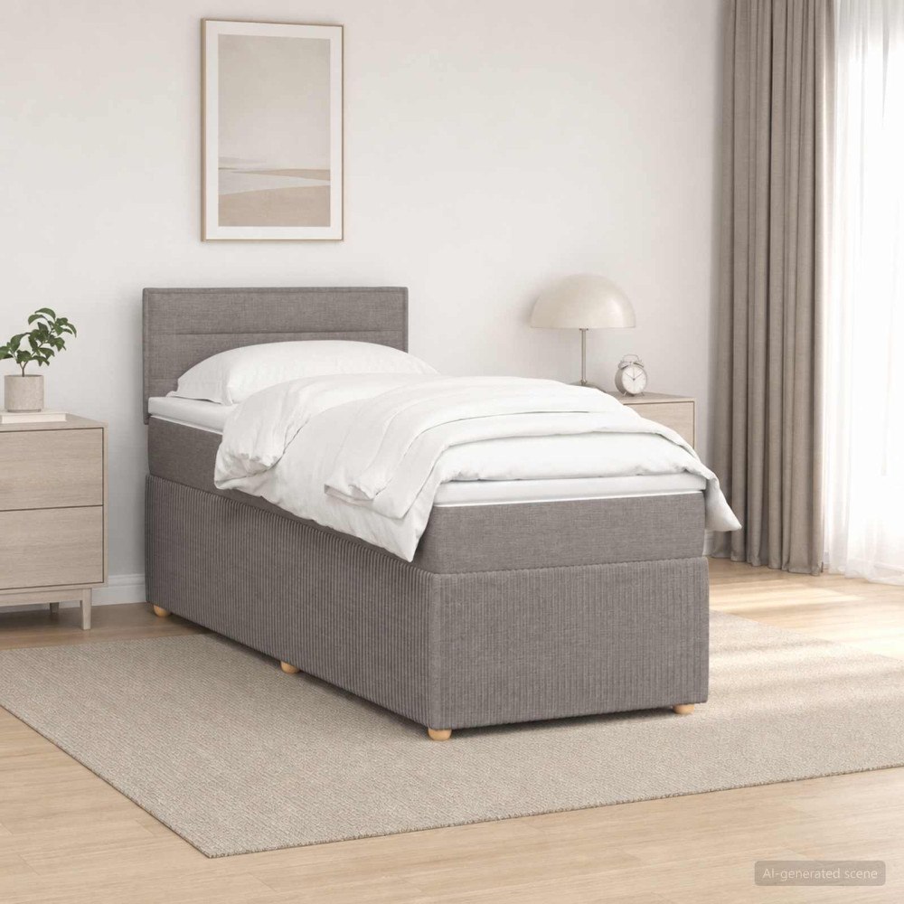 vidaXL Kontinentalsäng med madrass Taupe 100 x 200 cm Tyg