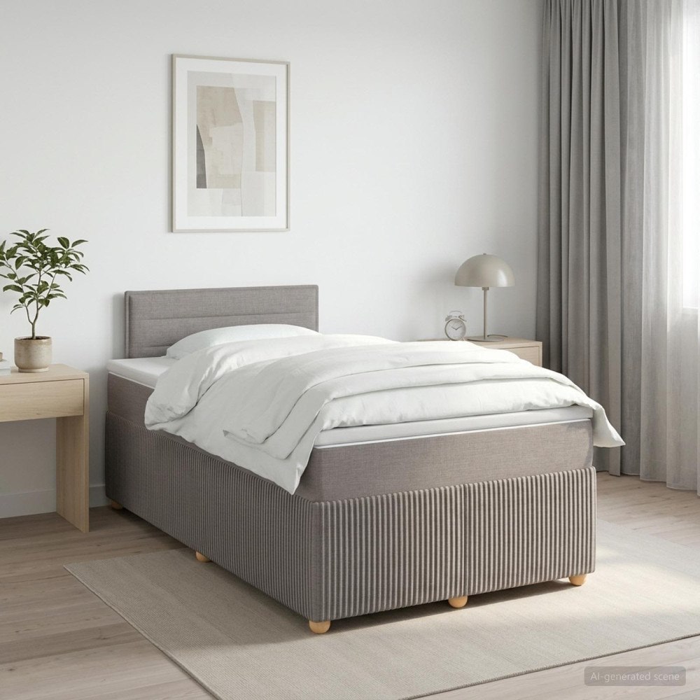 vidaXL Kontinentalsäng med madrass Taupe 120 x 190 cm Tyg