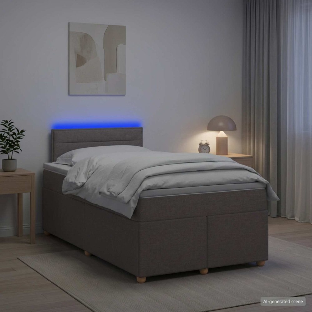 vidaXL Kontinentalsäng med madrass Taupe 120 x 190 cm Tyg
