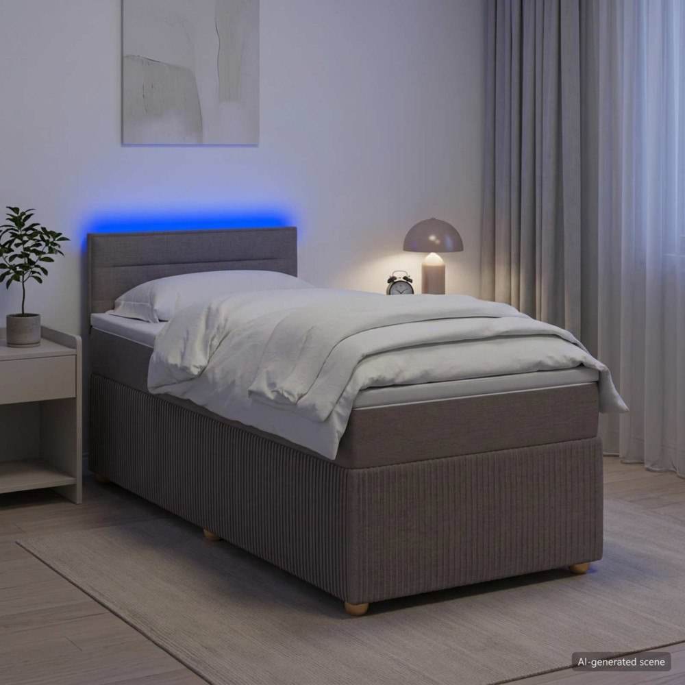 vidaXL Kontinentalsäng med madrass Taupe 100 x 200 cm Tyg