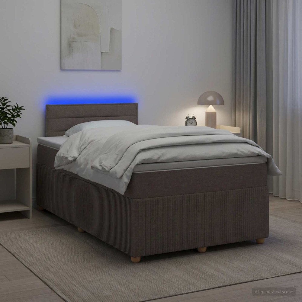 vidaXL Kontinentalsäng med madrass Taupe 120 x 190 cm Tyg