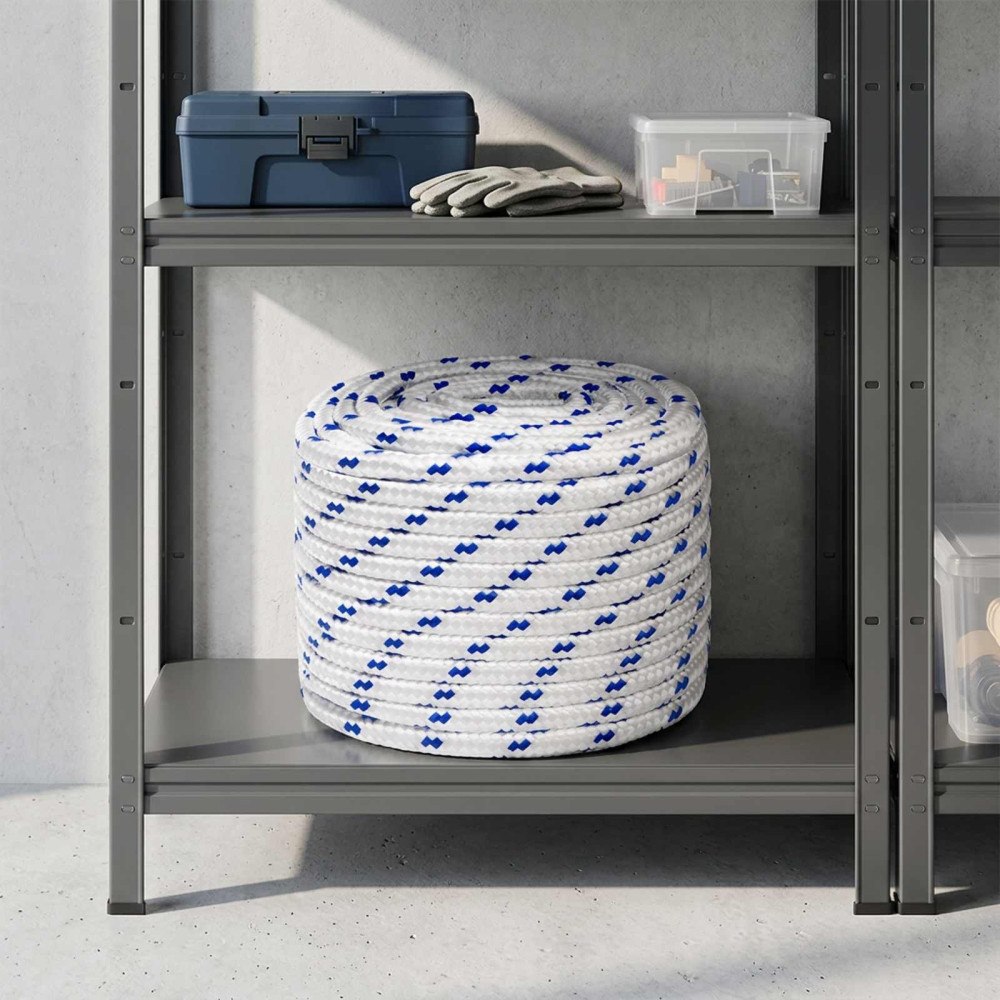 vidaXL Mångsidigt bruksrep 20 mm 50 m Vit och blå PP