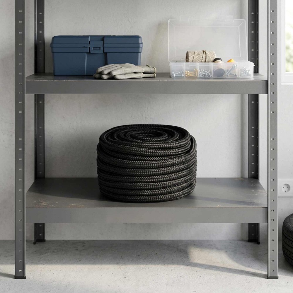 vidaXL Mångsidigt bruksrep 12 mm 25 m Svart PP 930 kg Maxbelastning
