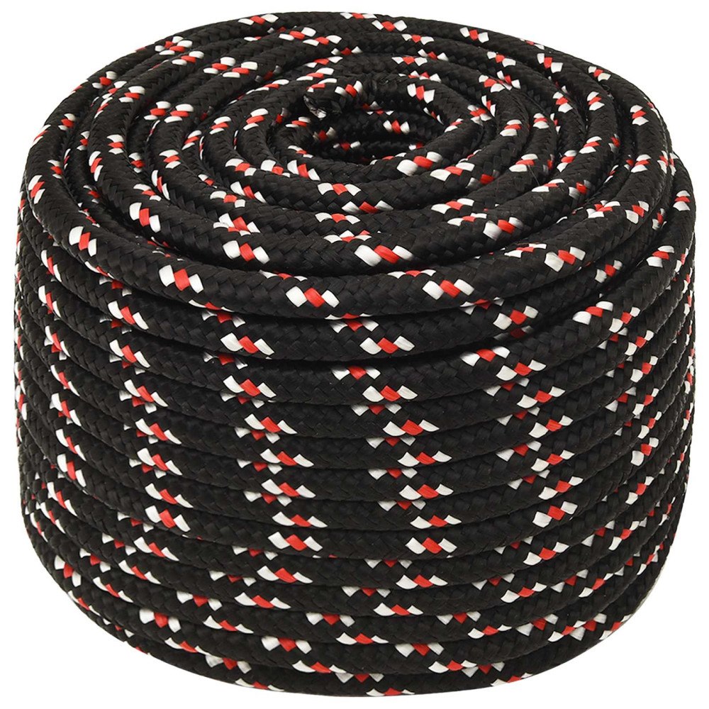 vidaXL Mångsidigt bruksrep 12 mm 25 m Svart och Röd PP