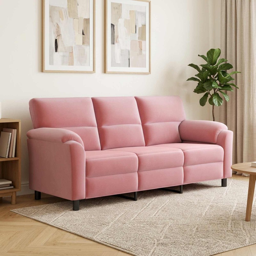 vidaXL Soffa Rosa 214 x 85 x 93 cm Sammet