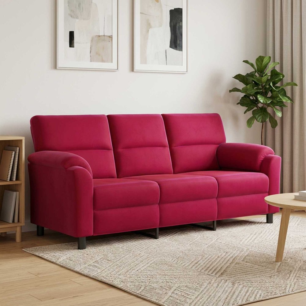 vidaXL Soffa Vinröd 214 x 85 x 93 cm Sammet