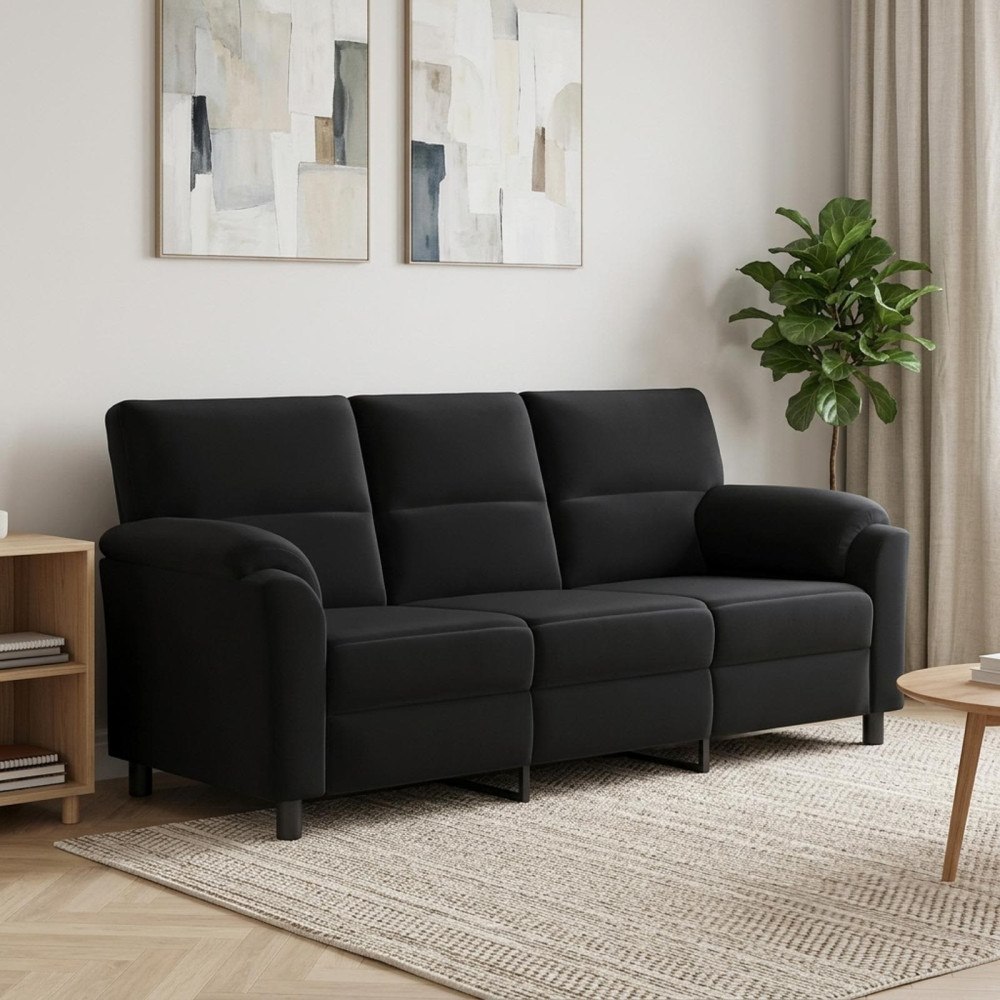 vidaXL Soffa Svart 214 x 85 x 93 cm Sammet