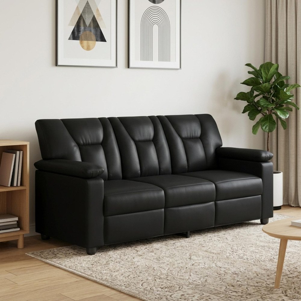 vidaXL Soffa Svart 191 x 85 x 93 cm Konstläder