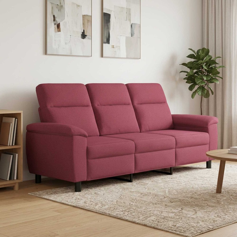 vidaXL Soffa Vinröd 214 x 90 x 95 cm Tyg
