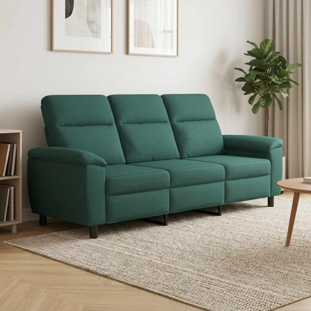 vidaXL Soffa Mörkgrön 214 x 90 x 95 cm Tyg