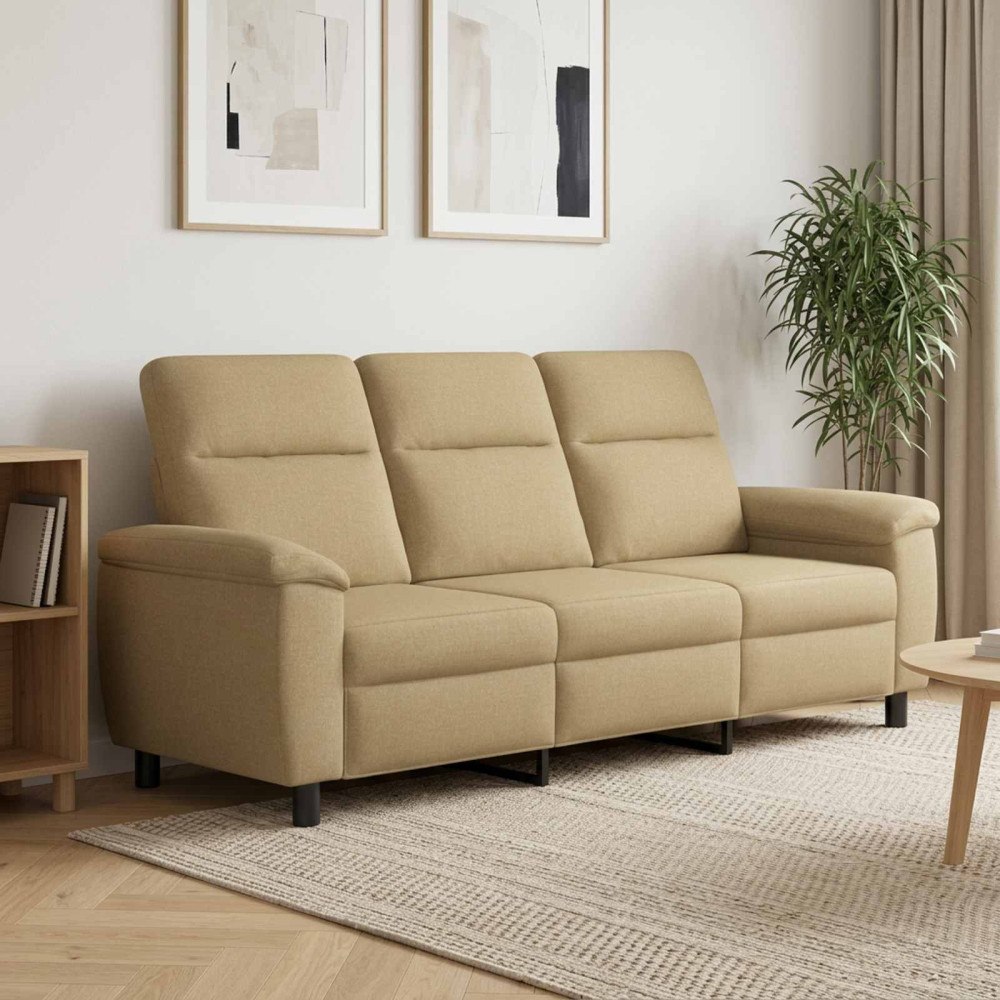 vidaXL Soffa Ljusbrun 214 x 90 x 95 cm Tyg
