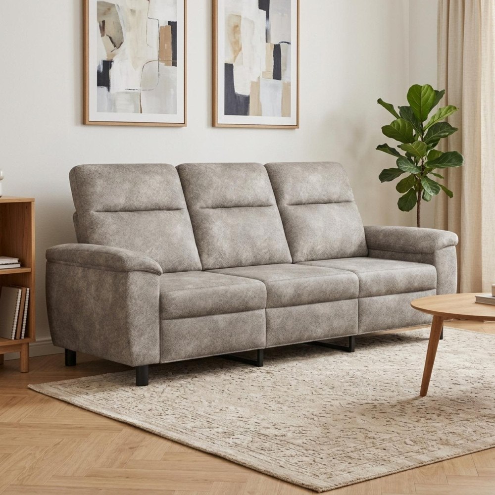 vidaXL Soffa Ljusgrå 214 x 90 x 95 cm Faux Mockaläder