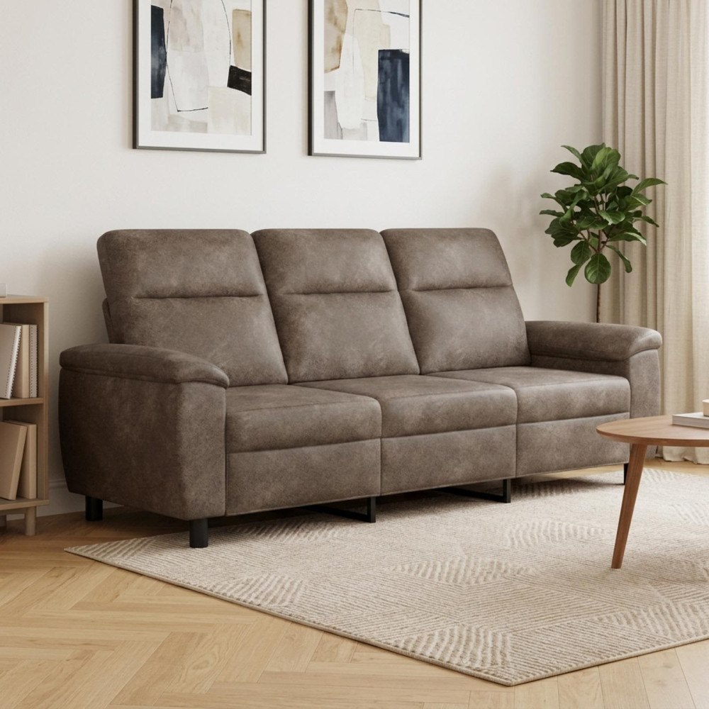 vidaXL Soffa Mörkgrå 214 x 90 x 95 cm Faux Mockaläder