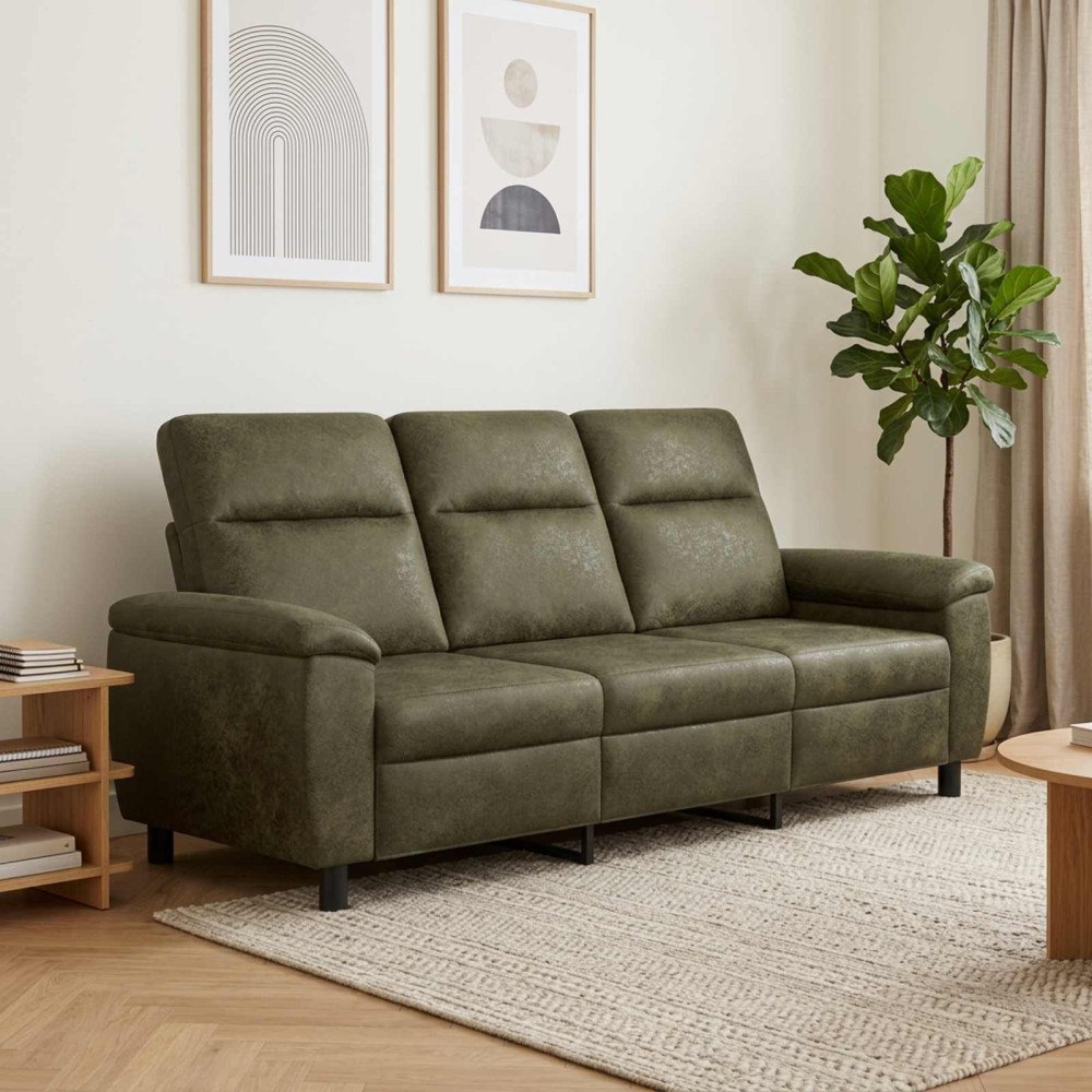 vidaXL Soffa Armégrön 214 x 90 x 95 cm Faux Mockaläder