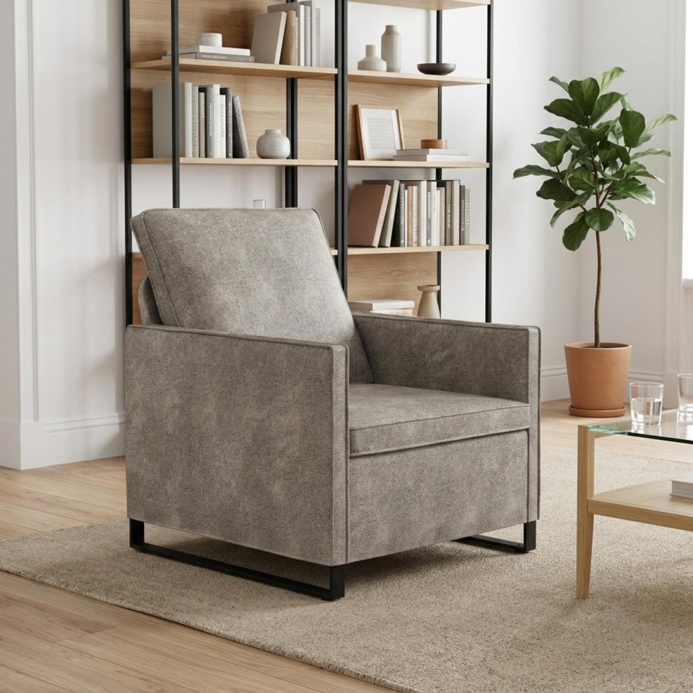 vidaXL Fåtölj Ljusgrå 70 x 81 x 82 cm Faux mockatyg