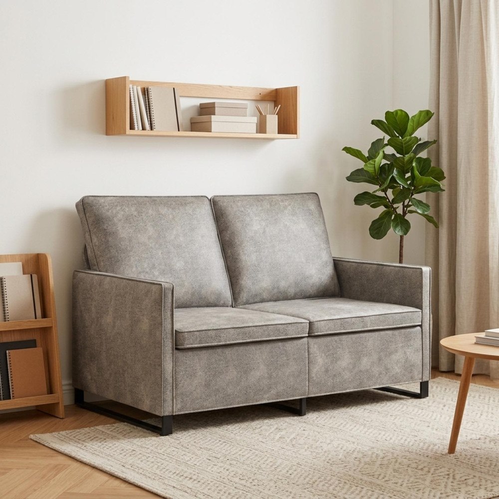 vidaXL Soffa för 2 personer Ljusgrå 130 x 81 x 82 cm Faux mockatyg
