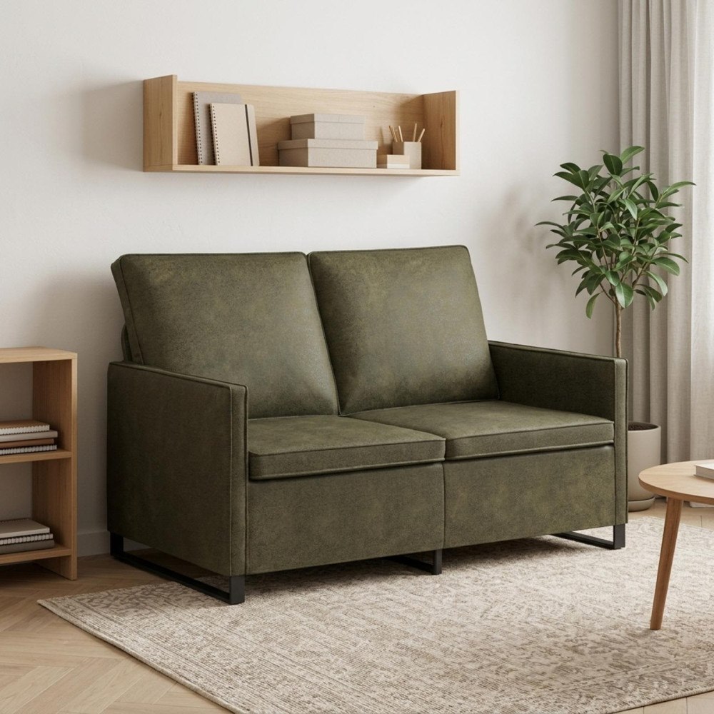 vidaXL Soffa för 2 personer Armégrön 130 x 81 x 82 cm Faux mockatyg