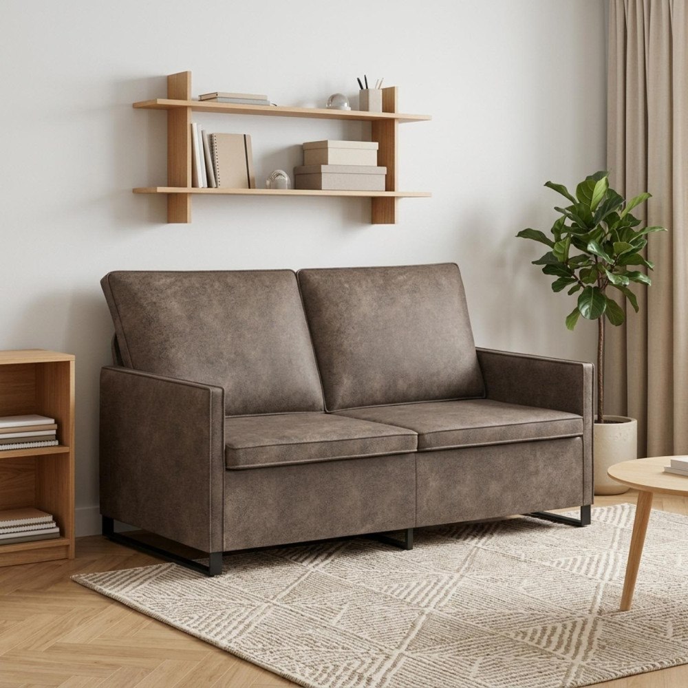 vidaXL Soffa för 2 personer Mörkgrå 150 x 81 x 82 cm Faux mockatyg