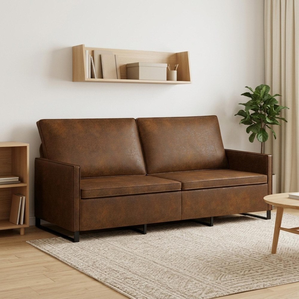 vidaXL 3-sitssoffa Brun 190 x 81 x 82 cm Faux mockatyg