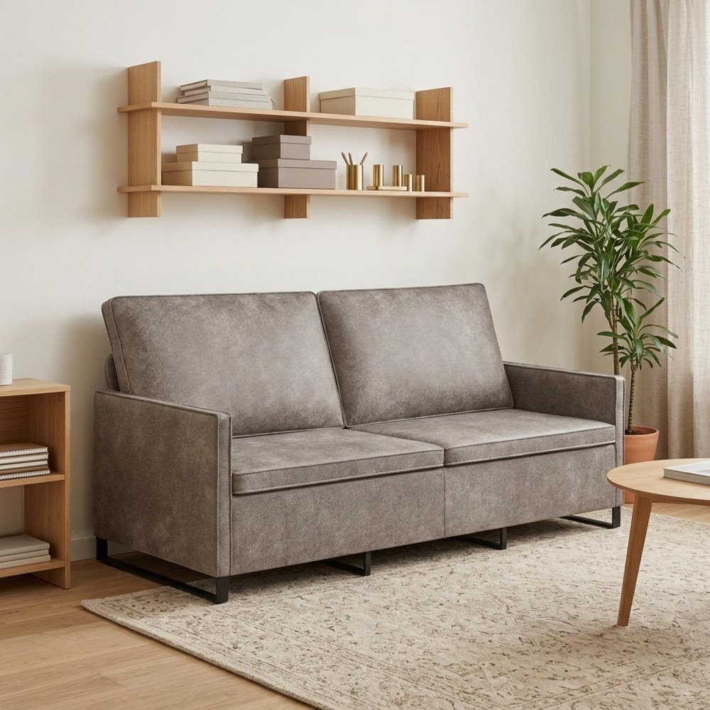 vidaXL 3-sitssoffa Ljusgrå 190 x 81 x 82 cm Faux mockatyg