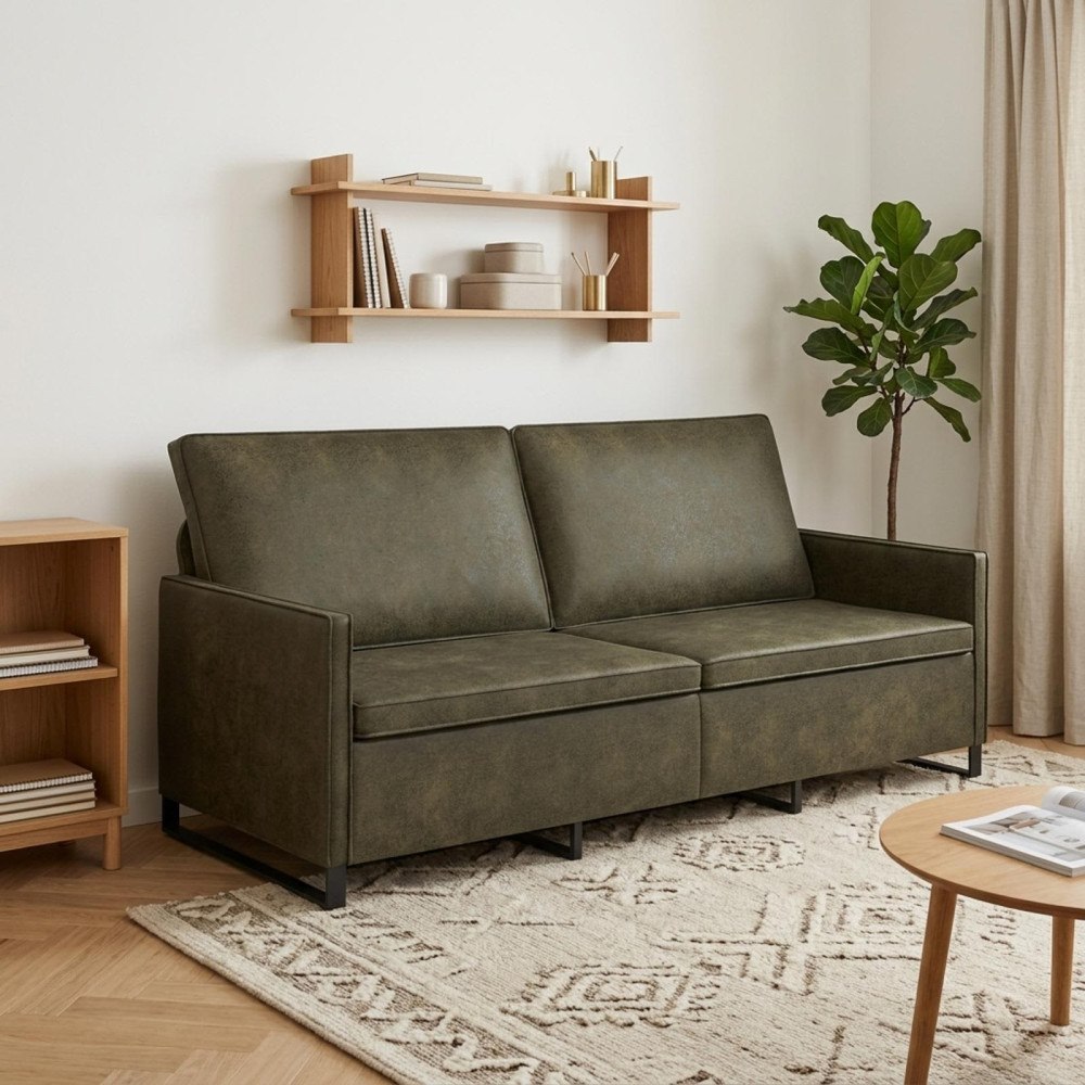 vidaXL 3-sitssoffa Armégrön 190 x 81 x 82 cm Faux mockatyg