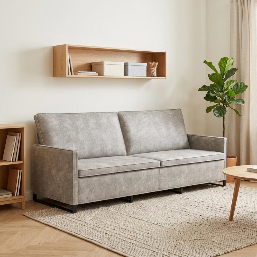 vidaXL 3-sitssoffa Ljusgrå 220 x 81 x 82 cm Faux mockatyg