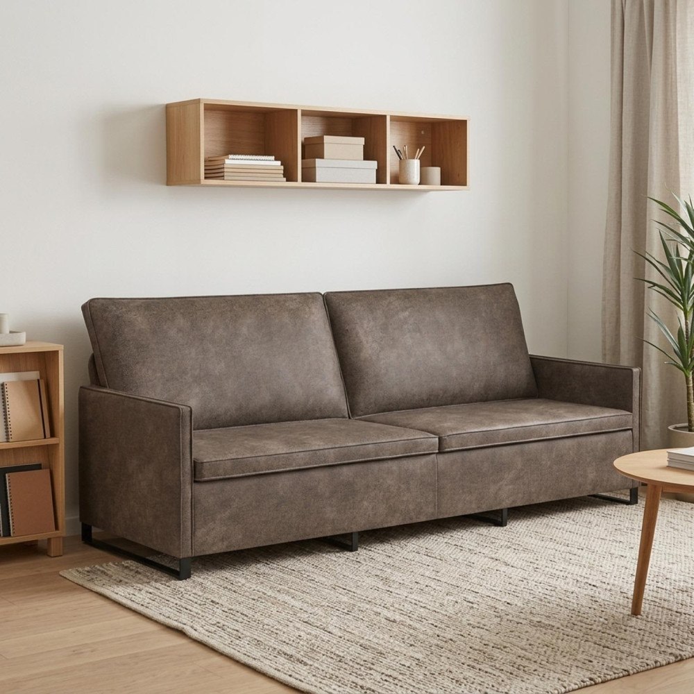 vidaXL 3-sitssoffa Mörkgrå 220 x 81 x 82 cm Faux mockatyg