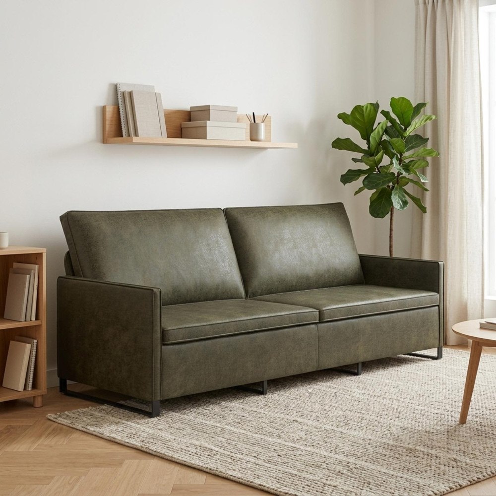 vidaXL 3-sitssoffa Armégrön 220 x 81 x 82 cm Faux mockatyg