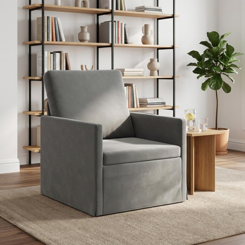 vidaXL Fåtölj Mörkgrå 70 x 81 x 82 cm Sammet (V)