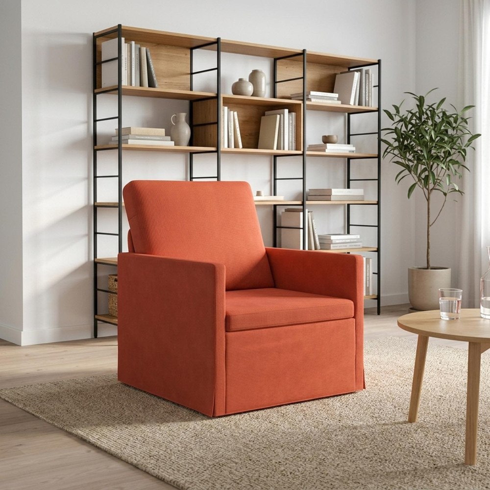 vidaXL Fåtölj Röd orange 70 x 81 x 82 cm Kordread tyg