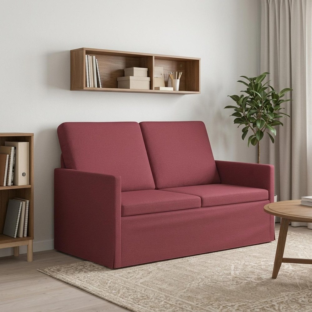 vidaXL Soffa för 2 personer Vinröd 130 x 81 x 82 cm Tyg