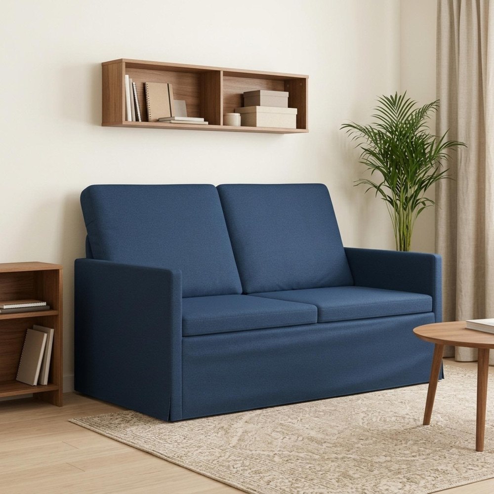 vidaXL Soffa för 2 personer Blå 130 x 81 x 82 cm Tyg