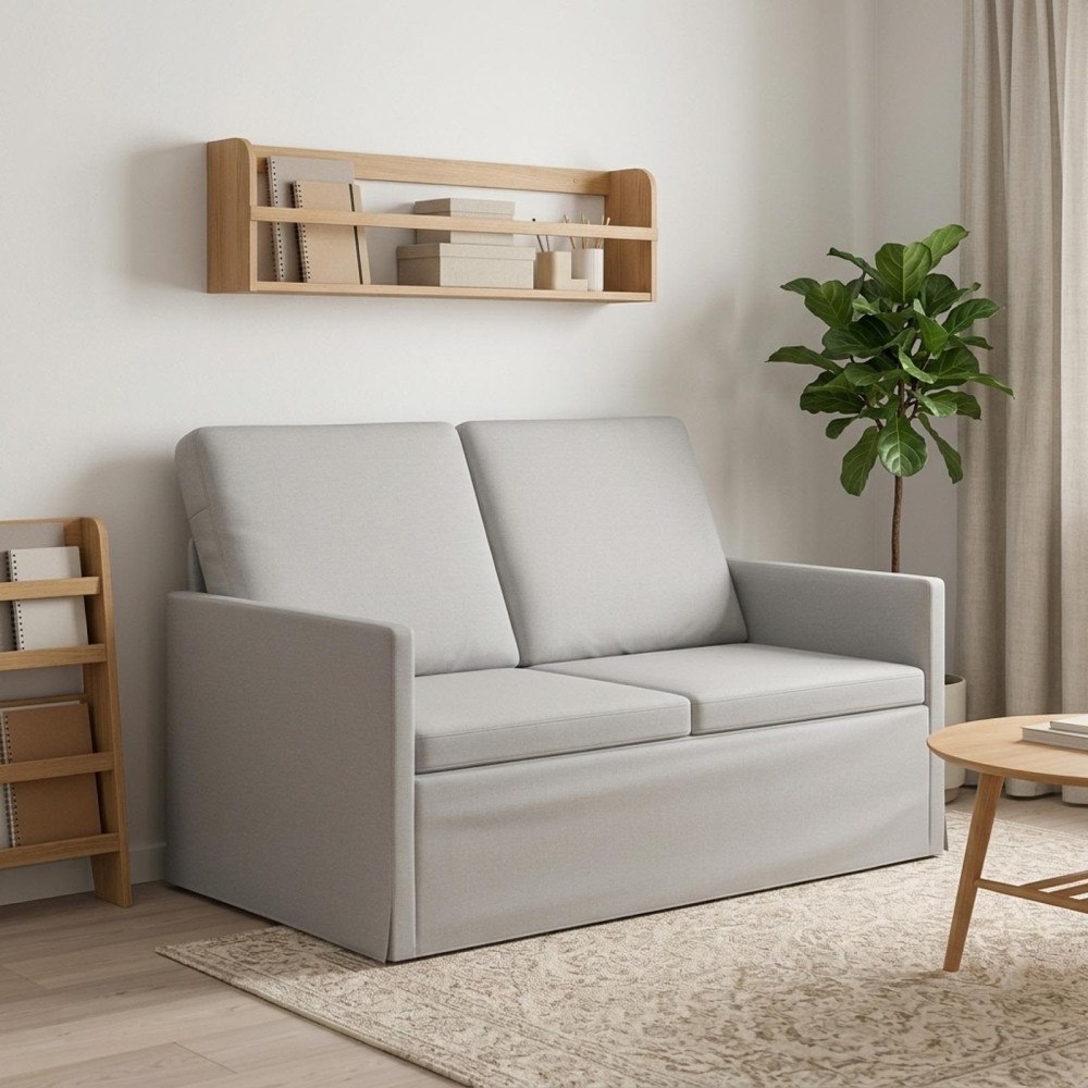 vidaXL Soffa för 2 personer Moln Grå 130 x 81 x 82 cm Tyg