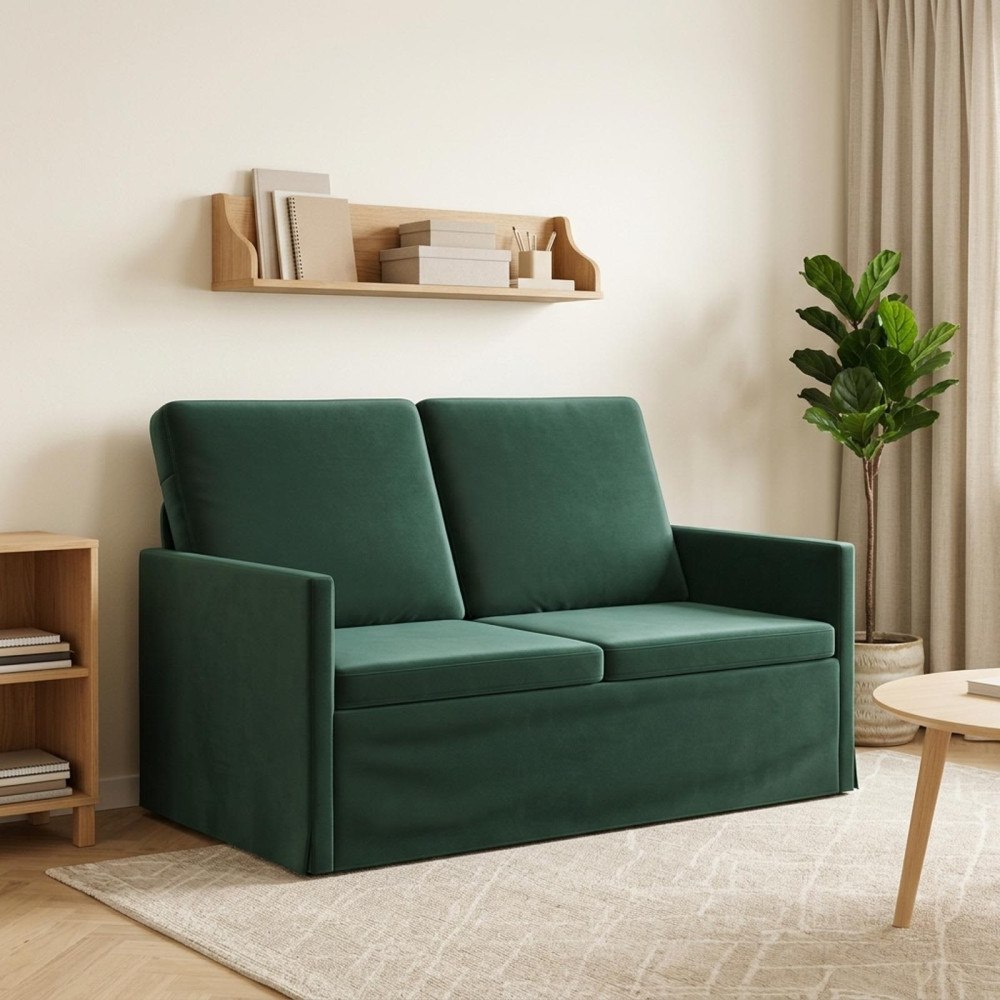 vidaXL Soffa för 2 personer Mörkgrön 130 x 81 x 82 cm Sammet (V)