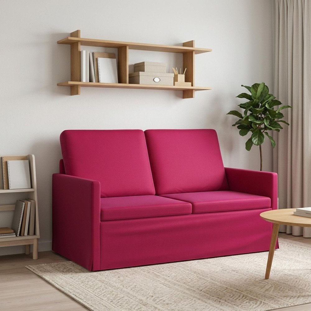 vidaXL Soffa för 2 personer Vinröd 130 x 81 x 82 cm Sammet (V)