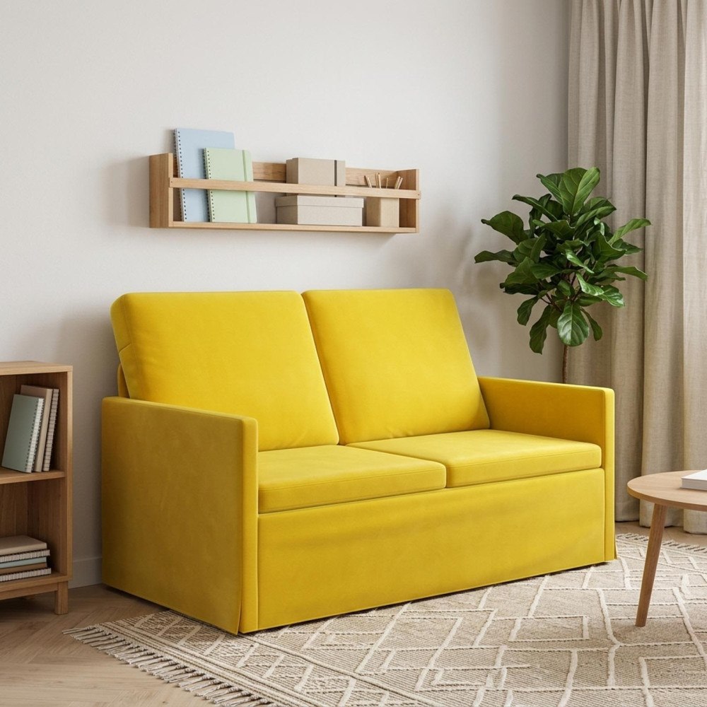 vidaXL Soffa för 2 personer Gul 130 x 81 x 82 cm Sammet (V)