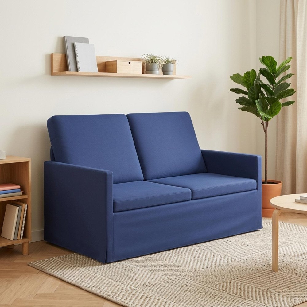 vidaXL Soffa för 2 personer Polisblå 130 x 81 x 82 cm Sammet (V)