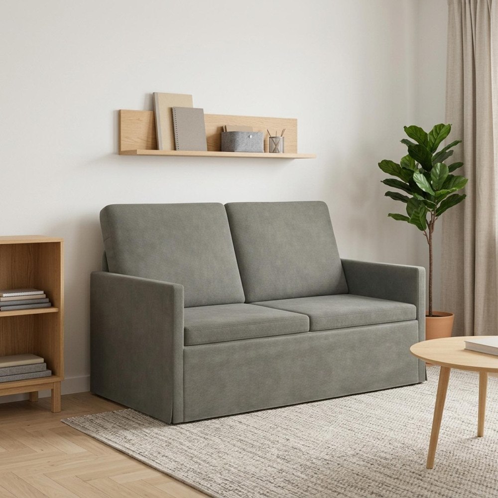 vidaXL Soffa för 2 personer Ljusgrå 130 x 81 x 82 cm Kordread tyg
