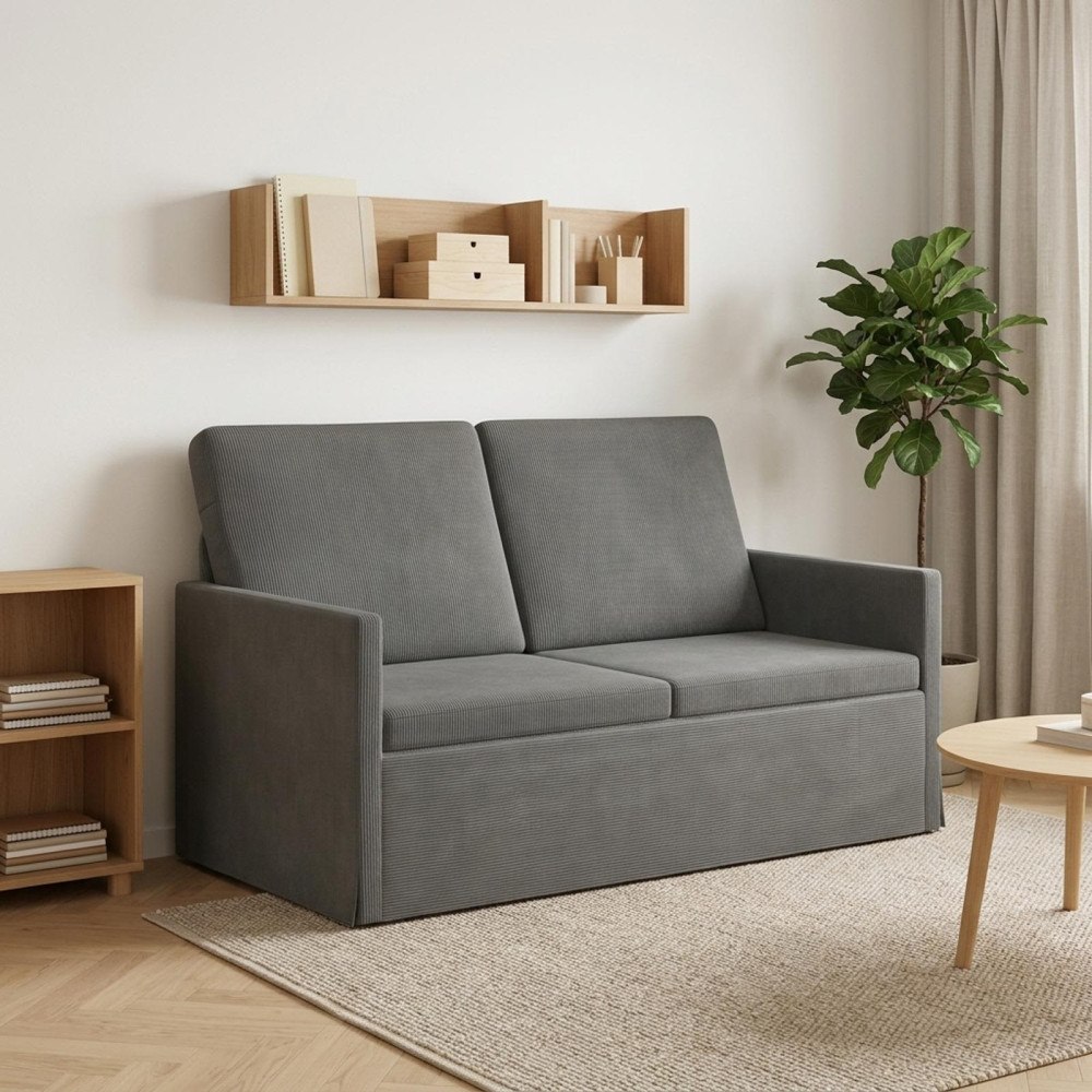 vidaXL Soffa för 2 personer Mörkgrå 130 x 81 x 82 cm Kordread tyg